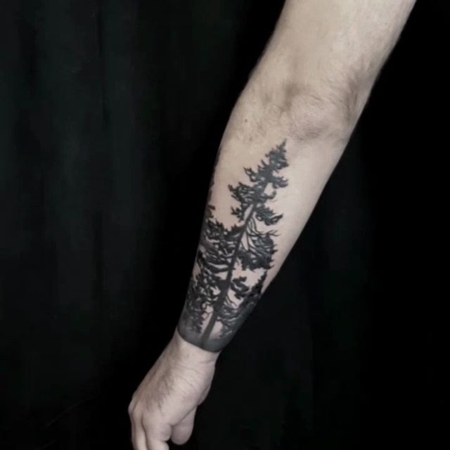 raphe tattoo arbres black and grey